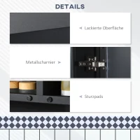 kleankin Spiegelkast, Badkamerkast, 3 Niveaus, Roestvrij Staal, 59,7x13,3x69,9cm, Zwart(m-6)