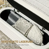 HOMCOM Bedbank met Opbergruimte, Teddy-Fleece, 116x41x40,5cm, Crèmewit(m-4)