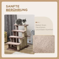 PawHut Huisdierentrap met Krabpaal - 4 Levels voor Dieren tot 5 kg - 60x40x64cm - Bruin(m-6)