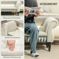 HOMCOM Gestoffeerde Bank, Zitbank, Vintage Ontwerp, Tot 150 kg, 117x40x58 cm, Beige(m-6)