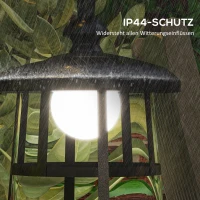 Outsunny Lampa ogrodowa solarna, 6000K 30lm, 16,5x21,5x122cm, Czarna(m-7)