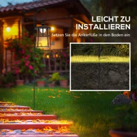 Outsunny Lampa ogrodowa solarna, 6000K 30lm, 16,5x21,5x122cm, Czarna(m-8)