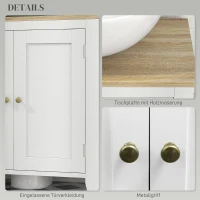 HOMCOM Szafka pod Umywalkę, Biała/Natura, Długa Żywotność, Regulowana Półka, 60x30x60cm(m-6)