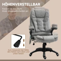Vinsetto Directiestoel met Massage- & Verwarmingsfunctie, Ergonomisch, Verstelbaar, tot 120kg, Grijs(m-5)