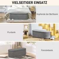 HOMCOM Bedbank met opbergruimte, Teddy-Fleece, 116x41x40,5cm, Lichtgrijs(m-6)