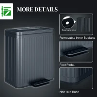 HOMCOM 40L Dual Compartment Rubbish Bin, with Soft-Close Lid - Black(m-7)