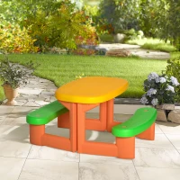 Outsunny Tavolo da Picnic per 2 Bambini di 3-6 Anni con 2 Panche, per Esterno e Interno, Multicolore(m-2)