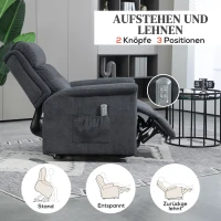 HOMCOM Relaxfauteuil Sta-op Hulp Seniorenfauteuil, incl. Afstandsbediening, 92 cm x 87 cm x 108 cm, Donkergrijs(m-5)