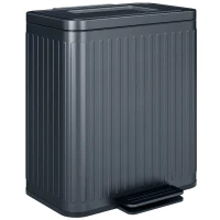 HOMCOM 40L Dual Compartment Rubbish Bin, with Soft-Close Lid - Black(m-1)