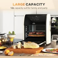 HOMCOM Digital Air Fryer with 8 Preset Modes, Rapid Air Circulation, 12L Air Fryer Oven with Memory Function, 1800W, Cream(m-6)