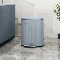 HOMCOM 20L Metal Kitchen Bin, with Soft-Close Lid - Grey(m-10)