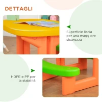 Outsunny Tavolo da Picnic per 2 Bambini di 3-6 Anni con 2 Panche, per Esterno e Interno, Multicolore(m-4)