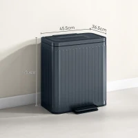 HOMCOM 40L Dual Compartment Rubbish Bin, with Soft-Close Lid - Black(m-3)