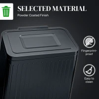 HOMCOM 40L Dual Compartment Rubbish Bin, with Soft-Close Lid - Black(m-6)