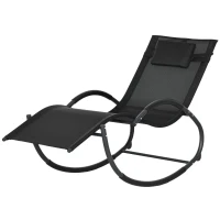 Outsunny Rocking Sun Lounger, Garden Rocking Chair Zero Gravity Lounge Chair, Outdoor Patio Recliner with Padded Pillow and Steel Frame, Black(m-11)