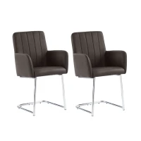Ensemble de 2 chaises de salle à manger modernes en similicuir avec assise rembourrée et pieds métalliques, 56x50x86 cm, Marron foncé(m-2)