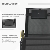 Outsunny Rocking Sun Lounger, Garden Rocking Chair Zero Gravity Lounge Chair, Outdoor Patio Recliner with Padded Pillow and Steel Frame, Black(m-4)