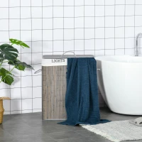 HOMCOM Cesto para Roupa Suja de Bambú Capacidade de 100L com Tampa Removível Bolsa com 2 Compartimentos 52x32x63 cm Cinza(m-8)