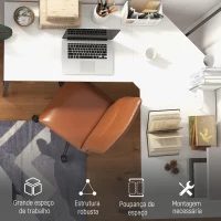 HOMCOM Secretária em Forma de L Secretária para Escritório com Estrutura de Metal Secretária de Canto 150x150x76 cm Branco e Preto(m-6)