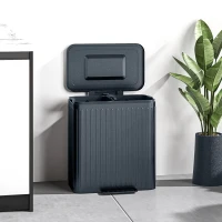 HOMCOM 40L Dual Compartment Rubbish Bin, with Soft-Close Lid - Black(m-8)