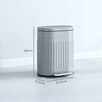 HOMCOM 20L Metal Kitchen Bin, with Soft-Close Lid - Grey(m-3)