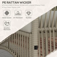 Outsunny Set de Grădină cu 2 Fotolii de Exterior, Canapea și Măsuță, 56x56x80 cm, Kaki(m-5)