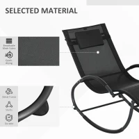 Outsunny Rocking Sun Lounger, Garden Rocking Chair Zero Gravity Lounge Chair, Outdoor Patio Recliner with Padded Pillow and Steel Frame, Black(m-7)
