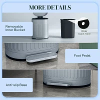 HOMCOM 20L Metal Kitchen Bin, with Soft-Close Lid - Grey(m-7)