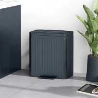 HOMCOM 40L Dual Compartment Rubbish Bin, with Soft-Close Lid - Black(m-10)