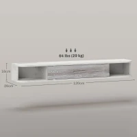 HOMCOM Mobile TV Sospeso in Legno con 2 Ripiani Aperti e Armadietto, 120x26x16 cm, Bianco e Grigio(m-3)