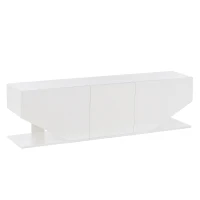 Modern LED TV Unit for Up to 65-inch TV,  Entertainment Cabinet with 3 Cabinets and 2 Open Shelves, 140x30x38.2 cm, White(m-12)