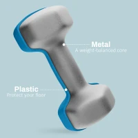 SPORTNOW Set de 2 Greutăți Hexagonale, Gantere Pereche cu Prindere Antiderapantă pentru Antrenament de Fitness, 2x6 kg, 22x10x10 cm, Albastru Deschis(m-5)