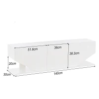 Modern LED TV Unit for Up to 65-inch TV,  Entertainment Cabinet with 3 Cabinets and 2 Open Shelves, 140x30x38.2 cm, White(m-3)