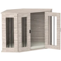 PawHut 2 in 1 Dog Crate Furniture Side Table, with Cushion, 104 x 55 x 63cm - Walnut Brown(m-9)