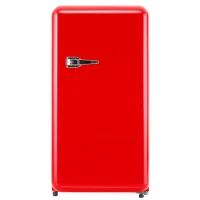 Tragbarer Kühlschrank mit Einzeltür und Mini-Gefrierfach, Gesamtkapazität 91 Liter, Jährlicher Verbrauch 85 kWh, LED-Beleuchtung, 48x51x87,5 cm, Rot.(m-2)