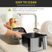 HOMCOM 6.5L Single Basket Air Fryer, 80-200°C Temperature, Black and Gold Tone(m-8)