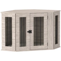 PawHut 2 in 1 Dog Crate Furniture Side Table, with Cushion, 104 x 55 x 63cm - Walnut Brown(m-1)
