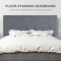 HOMCOM Testieră pentru Pat Matrimonial Trapuntată cu Butoane, și 2 Agățători, Capăt de Pat, 160x7x120 cm, Gri(m-5)