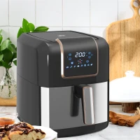 HOMCOM 6.5L Single Basket Air Fryer, 80-200°C Temperature, Black and Gold Tone(m-10)