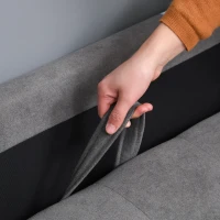 HOMCOM Modern 2 Seater Sofa with Hidden Storage, 117cm Tufted Cotton Couch with Wood Legs, Compact Loveseat for Living Room, Kitchen, Grey(m-7)