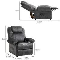 HOMCOM Fotoliu Reclinabil cu Suport pentru Picioare Extensibil și Buzunar Lateral, 88x91x108 cm, Negru(m-3)