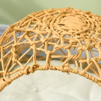 Pawhut Rattan Katzenkorb Katzenhöhle Katzenhütte Katzenbett mit Kissen erhöhtes Design Haustierbett Braun Ø45 x 57H cm(m-8)