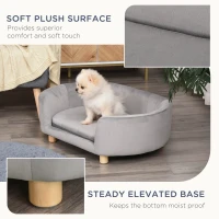 PawHut Cușcă pentru Câini de Interior, Canapea pentru Pisici sau Câini de Talie Mică, 86x55x33 cm, Gri Deschis(m-6)