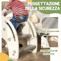 AIYAPLAY Scivolo per Bambini da Interno 3 in 1 con Canestro e Design a Elefante, Età 1-3 Anni, Bianco Crema(m-6)