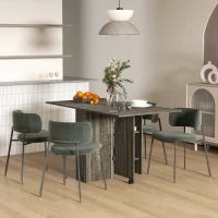 HOMCOM Folding Dining Table, Drop Leaf Table for Small Spaces with 2-tier Shelves, Small Kitchen Table with Rolling Casters, Grey(m-10)