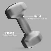 SPORTNOW Set de 2 Greutăți Hexagonale, Gantere cu Prindere Antiderapantă pentru Antrenament de Fitness, 24x11x11 cm, Negru(m-5)