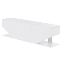 Modern LED TV Unit for Up to 65-inch TV,  Entertainment Cabinet with 3 Cabinets and 2 Open Shelves, 140x30x38.2 cm, White(m-11)