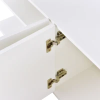 Modern LED TV Unit for Up to 65-inch TV,  Entertainment Cabinet with 3 Cabinets and 2 Open Shelves, 140x30x38.2 cm, White(m-10)