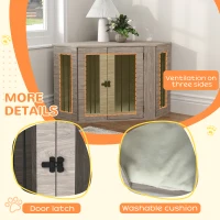 PawHut 2 in 1 Dog Crate Furniture Side Table, with Cushion, 104 x 55 x 63cm - Walnut Brown(m-6)