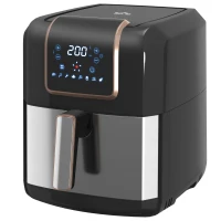 HOMCOM 6.5L Single Basket Air Fryer, 80-200°C Temperature, Black and Gold Tone(m-11)